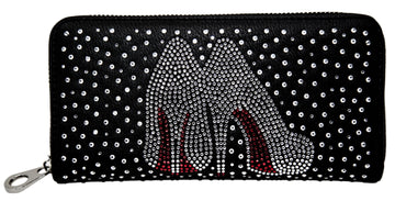 High Fashion Heels Rhinestone Accordion Wallet